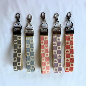 Handmade Boho Style Canvas Wristlet Keychain | Trendy Key Holder | Gift for Her | Wrist Lanyard
