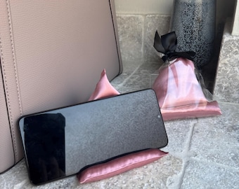 Satin Cell Phone Stand - Desk Accessories, Phone Holder, Pink