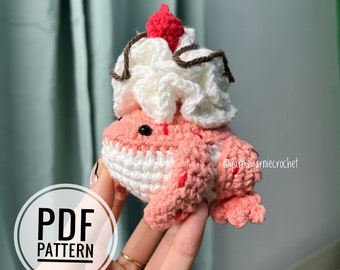 Crochet Ice cream sundae Frog Pattern with Removable bowl | English | Amigurumi Pattern |Digital crochet pattern | Frog Toy Pattern.