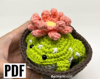 Crochet Cactus Frog Pattern with Removable pot | English | Amigurumi Pattern |Digital crochet pattern | Frog Toy Pattern.
