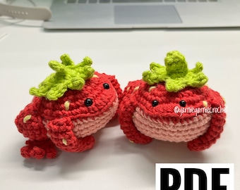 Crochet Strawberry Frog Pattern PDF only | English| Amigurumi pattern | Frog toy | Crochet toy| Digital crochet pattern