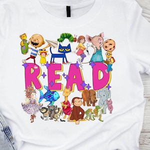 Lire PNG, chemise d'enseignant, lire à travers l'Amérique, semaine Dr. Seuss, chemise d'élémentaire, personnages de livres,