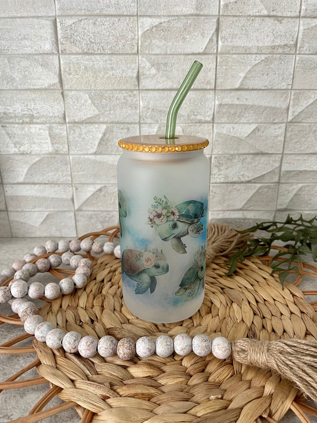 Sea Turtles Glass Cup - Etsy