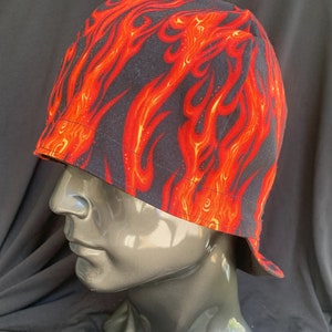 Quality, pre-shrunk, reversable, handmade welding caps! FLAMES