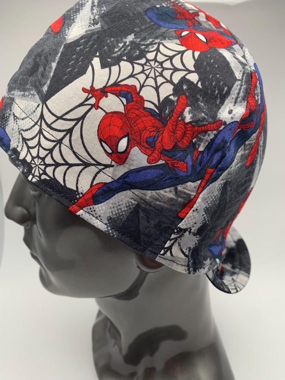 Quality, pre-shrunk, handmade welding caps!  Spider-man!