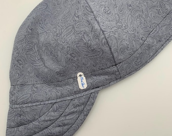 Quality, pre-shrunk, handmade welding caps!  Paisley Light Grey!