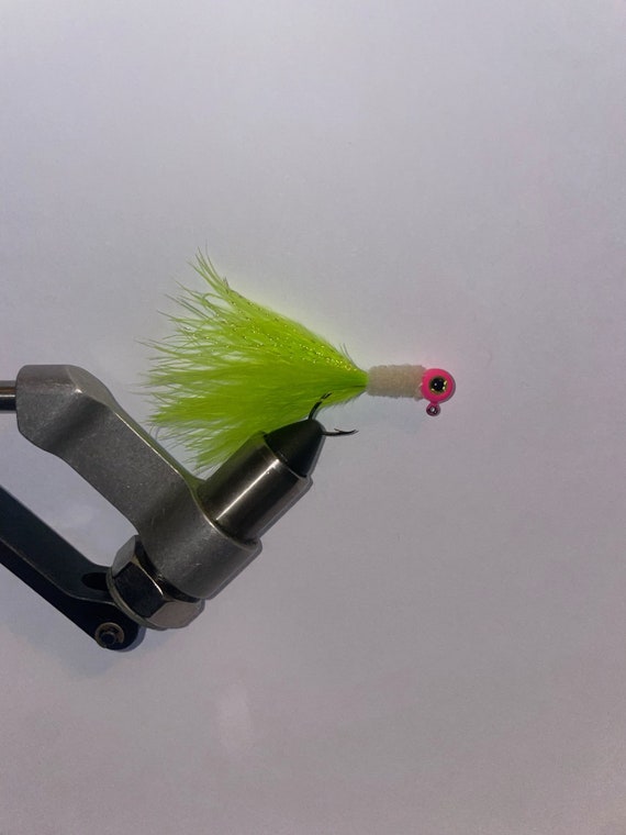 Hand Tied Crappie Jigs pink, White, and Chartreuse Quantity 3 Jigs Multiple  Weights 