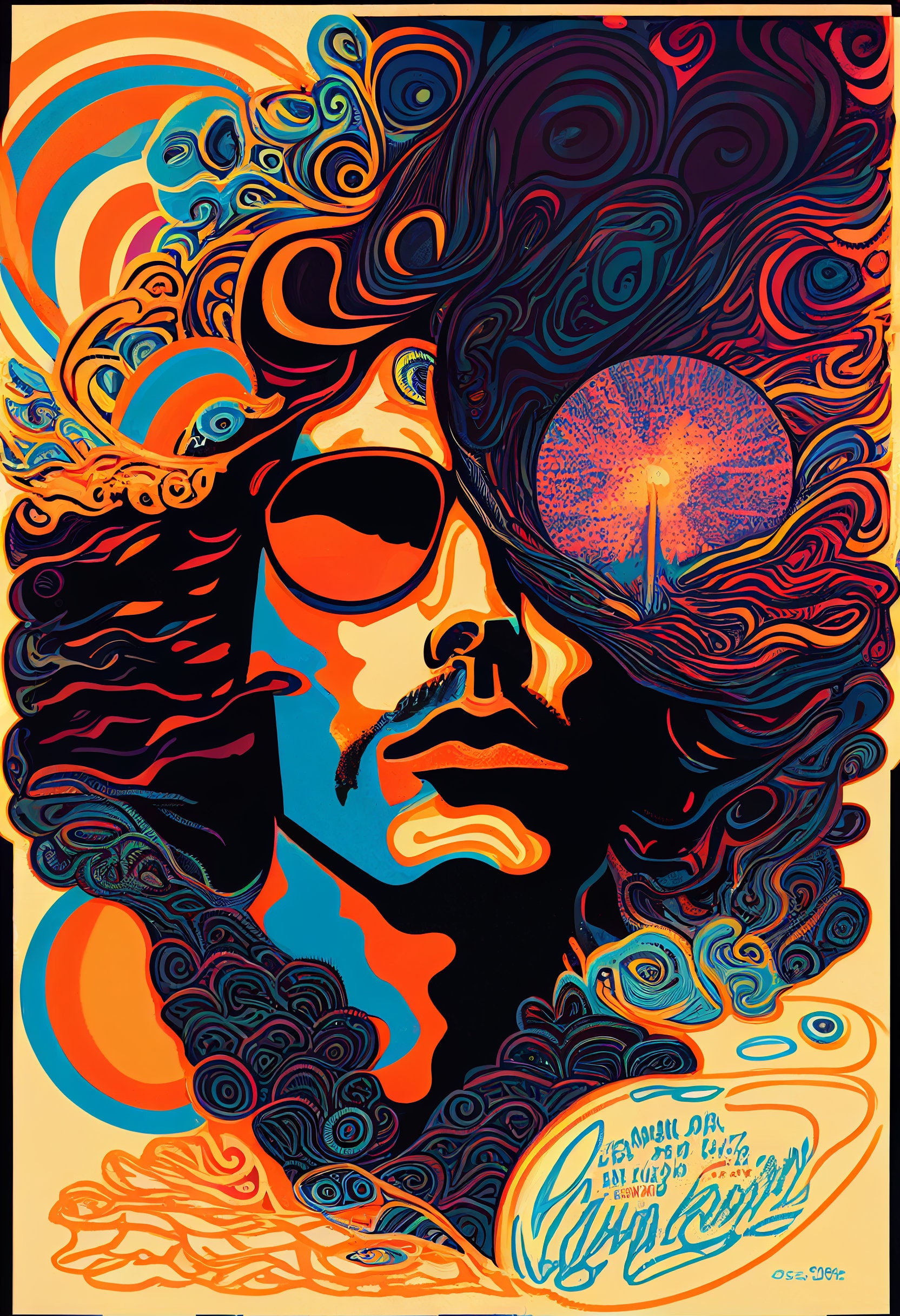 Psychedelic Rock Poster | AI Generated Image Poster - Etsy
