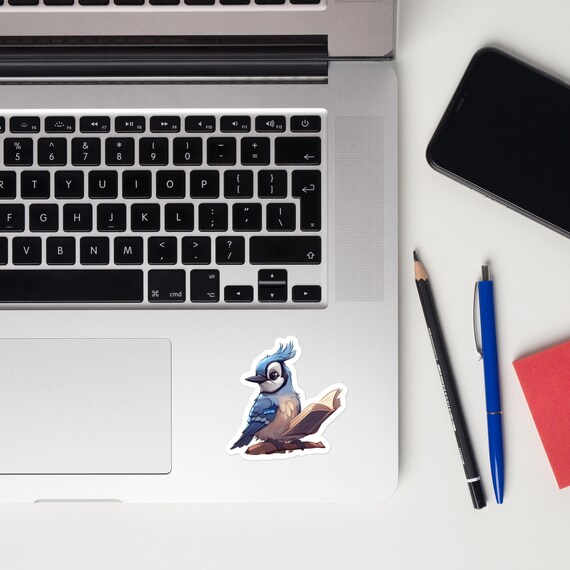 Adorable Bookish Blue Jay Sticker 3x3 Kiss Cut Bubble free Perfect for Readers Bird Lovers Etsy