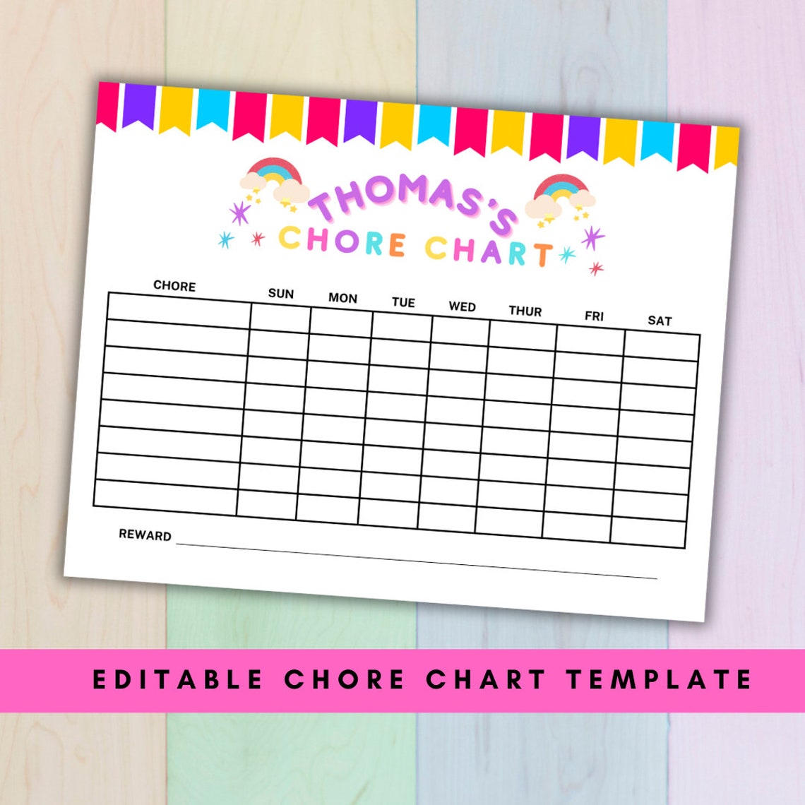 Chore Chart for Kids Printable, Toddler Routine Chart, Kids Chore Chart ...