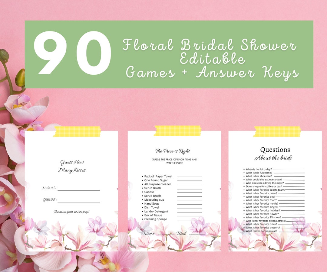Pink Bridal Shower Games, Bridal Shower Games Pink, Editable Bridal ...