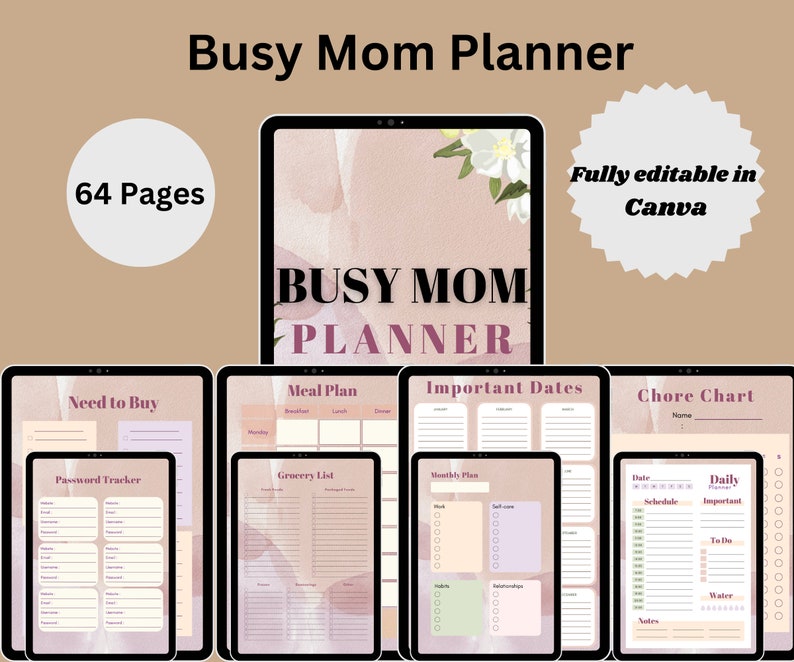 Busy Mom Planner, Working Mom Planner, New Mom Planner, Printable Mom
