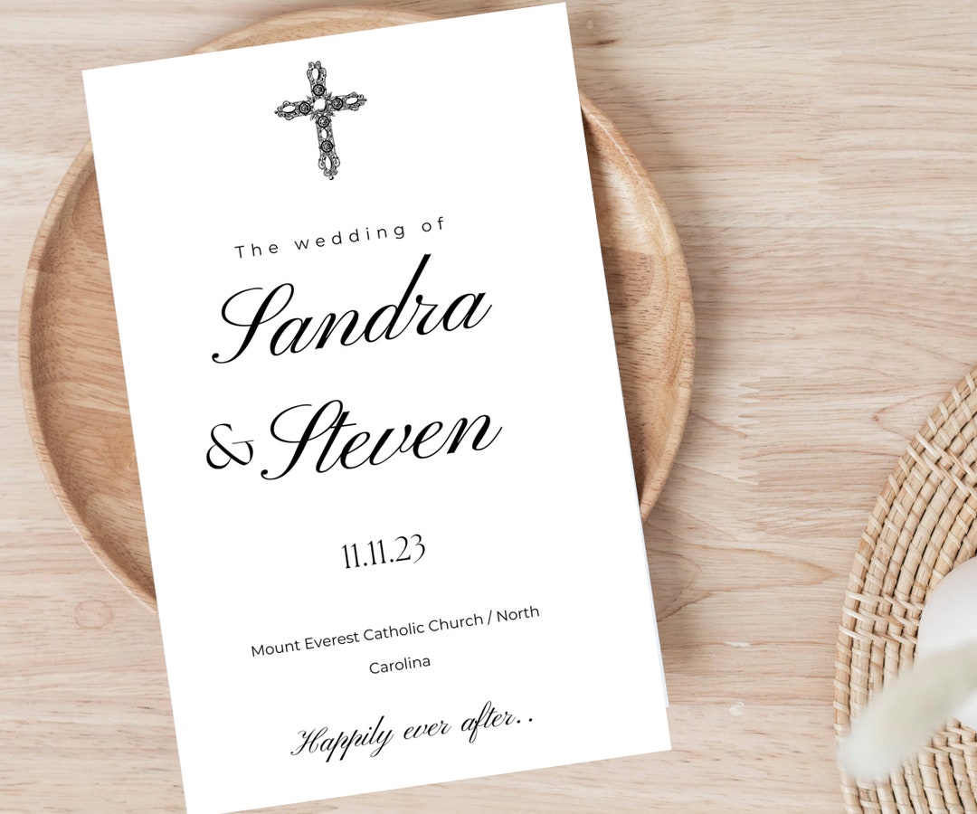 Church Wedding Program, Catholic Wedding Program, Minimalist Wedding Church Wedding Program, Catholic Wedding Program, Minimalist Wedding
