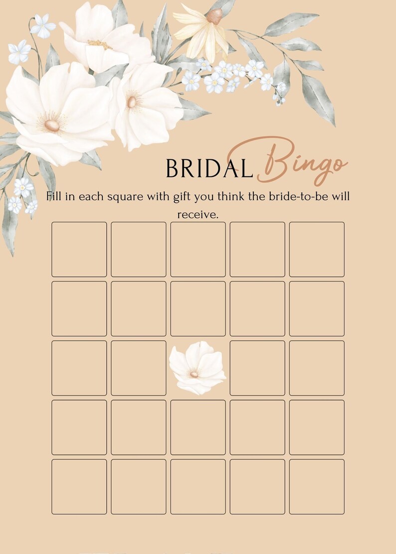 Minimalist Printable Bridal Shower Games, Minimalist Wedding Shower