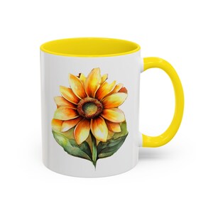 Sunflower Accent Coffee Mug - Floral Mug for Garden Lovers, Gifts for Her, Home Decor, Unique Tea Cup, Mother&#39;s Day or Birthday