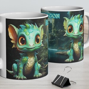 COFFEE MUG (11oz): Baby Dragon (FANTASY), gift, birthday, colorful, digital, art, coffee, tea, chocolate, cup, waterfall, nature, adorable