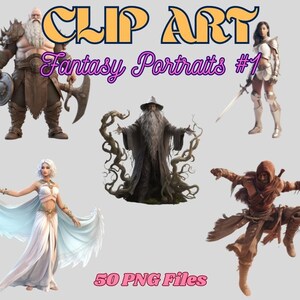 CLIP ART: Fantasy Portraits #1 — tokens, stickers, fantasy, digital art, beautiful and colorful, vtt, rpg