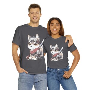 T-SHIRT: Ninja Bark (ANIME), Unisex Heavy Cotton Tee, women&#39;s, men&#39;s, girl&#39;s, boy&#39;s, unisex, cute, art, dog, puppy, ninja, armed, kawaii