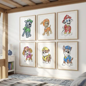 Puppy Rescue Wall Art: Watercolor Dogs for Kids Room - Digital Download