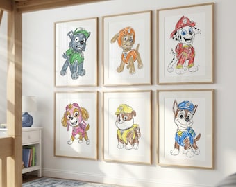 Puppy Rescue Wall Art: Watercolor Dogs for Kids Room - Digital Download