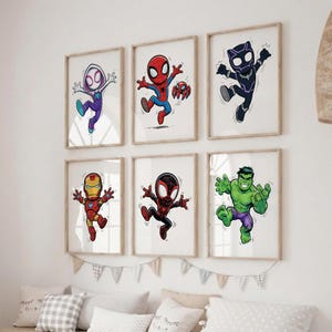 Spidey and His Amazing Friends Wall Art (Kids Room Poster Set)