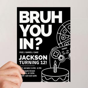 Convite de aniversário do irmão, qualquer idade, qualquer tema, modelo digital, convite para festa editável, download instantâneo, cartão de aniversário para impressão, grafite neon