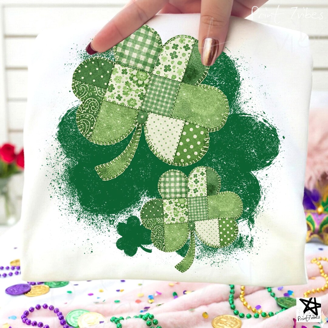 St Patrick’s Day Shamrock PNG, Patchwork Clover Design, Lucky Irish ...
