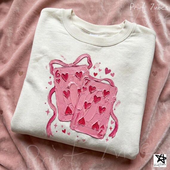 Playing Cards Valentine 6 7 PNG, Preppy 67 Six Seven Valentines Png Coquette Funny Shirt Design