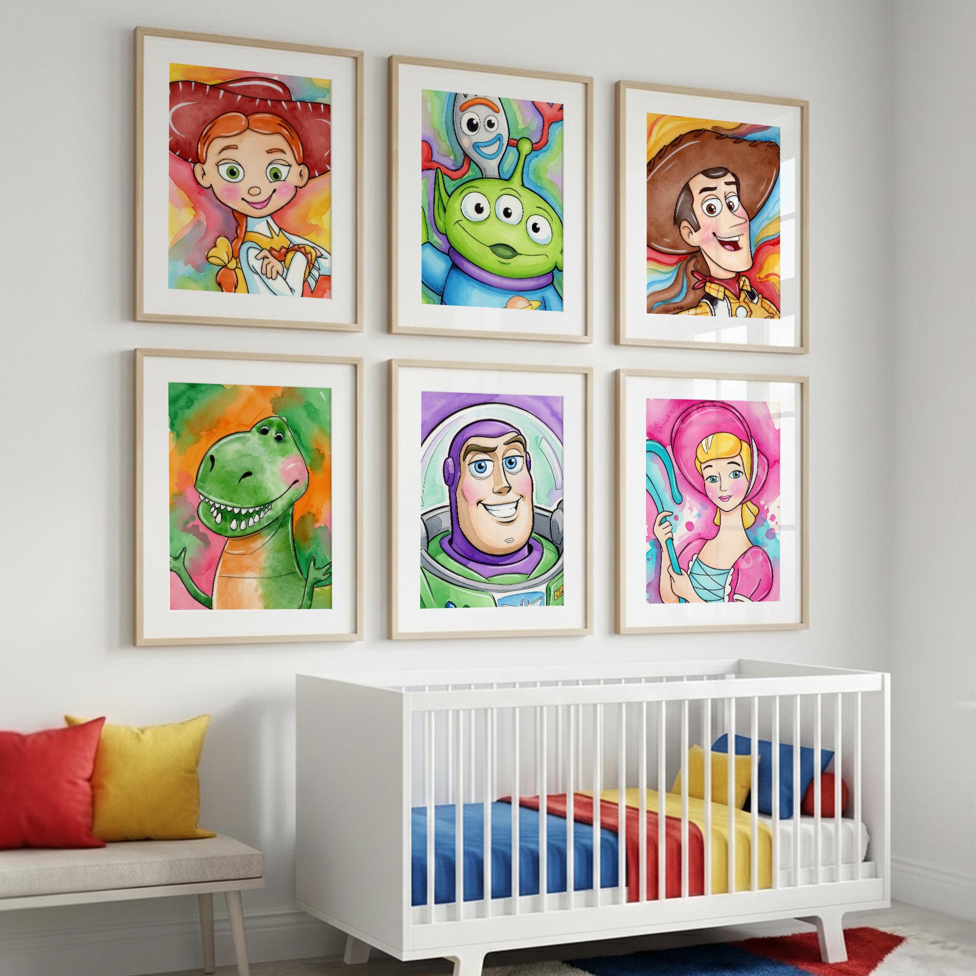 Toy Story Wall Art Set Kids Room Decor Buzz Lightyear Woody Alien ...