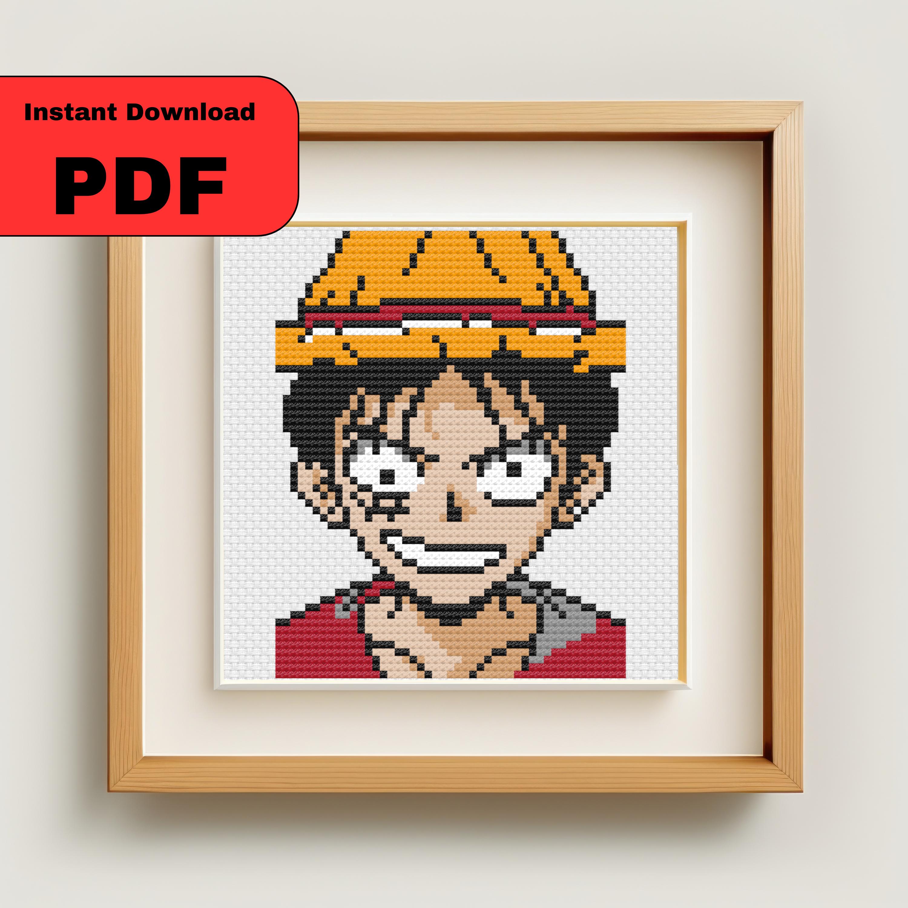 Monkey D.luffy One Piece Downloadable Cross Stitch Pattern - Etsy