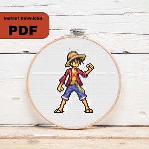 One Piece Monkey D.Luffy Downloadable Cross Stitch Pattern