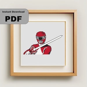 Red Power Ranger Cross Stitch Downloadable Pattern