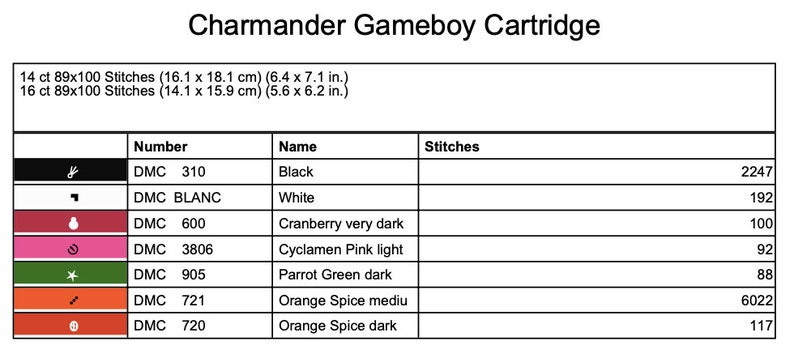 Charmander Gameboy Cartridge Cross Stitch Downloadable Pattern - Etsy