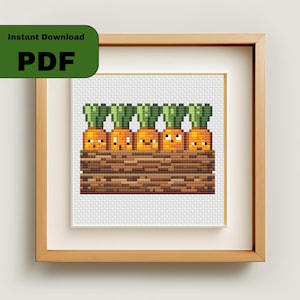 Cute Pixel Carrots Downloadable Cross Stitch Pattern