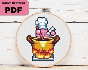 Patrón descargable de punto de cruz de Cook Kirby