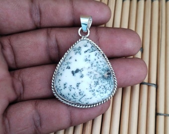Dendritic Opal Pendant, Dendritic Opal Necklace, 925 Silver Pendant, Dendritic Agate Pendant, Natural Dendritic Opal, Anniversary Gift, Sale