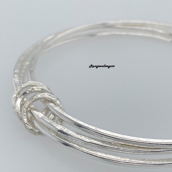 Two Solid 925 Silver Bangle, Beautiful Bangle, Spinner Bangle, Handmade Bangle, Unique Bangle, Silver Bangle, Women Bangle, Dainty Bangle