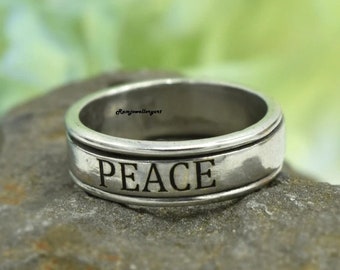 Sterling Silver Ring, Peace Ring, Spinner Peace Band, Harry Styles Inspired Ring, Statement Ring, Everyday Ring, Dainty Minimalist Ring