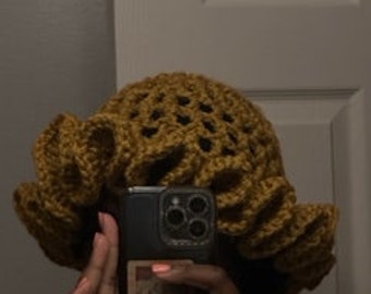 Wavy crochet chunky hat