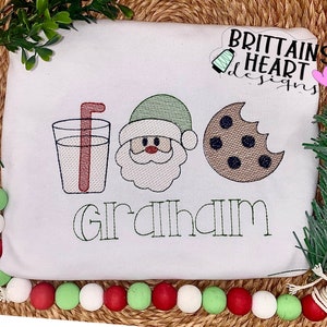 Santa Claus Milk and Cookies Trio Embroidery Design Machine File | Quick Light Fill bean stitch St. Nicholas Holiday Winter Bundle