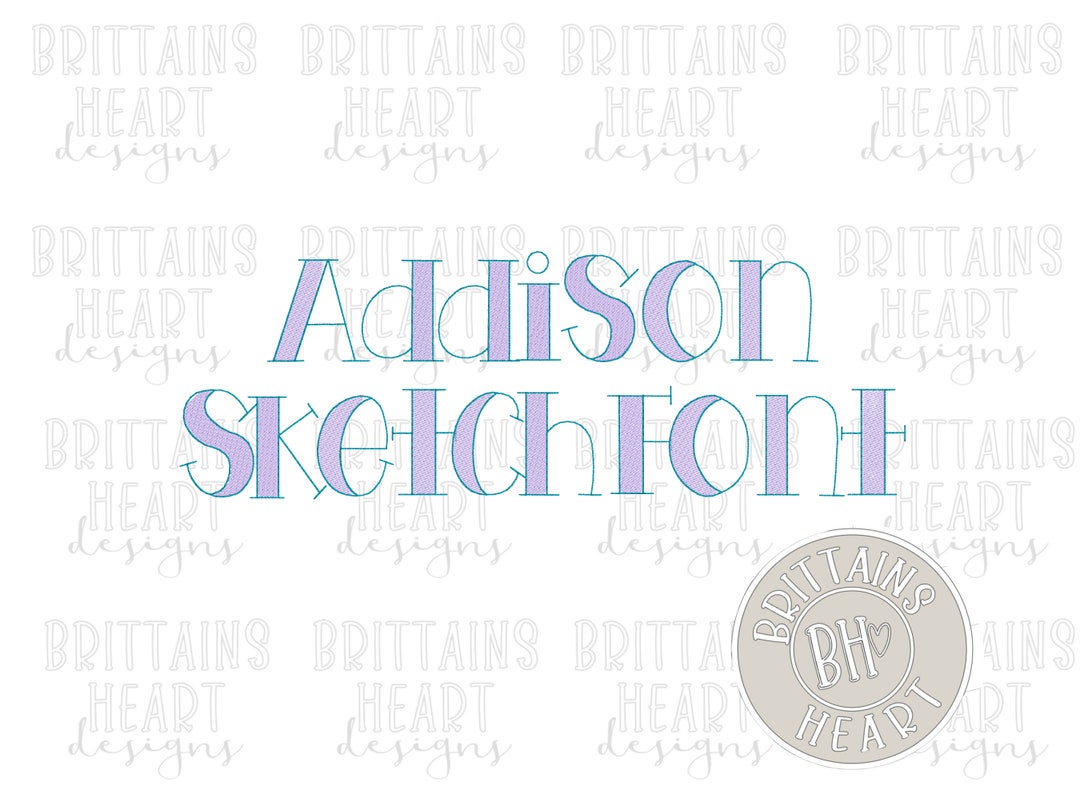 The Addison Font Sketch Fill Bean Stitch Outline Machine Embroidery ...