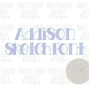 The Addison Font Sketch Fill Bean Stitch Outline Machine Embroidery ...