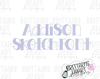 Het Addison-lettertype Sketch Fill Bean Stitch Outline Machine Borduurlettertype | 6 maten | Inclusief BX
