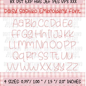 Hand Stitch Effect Embroidery Font | the Daisy Sashiko Font Vintage Style Full Alphabet Seed Stitch | Playful Kids Name Monogram | Bx Font