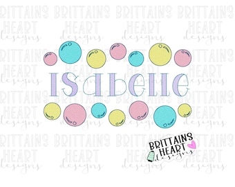 Diseño de bordado con marco de nombre Summer Bubbles: Banner de monograma (descarga digital)