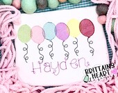 Balloons birthday celebration party  vintage stitch quick sketch light fill bean stitch, machine embroidery design file 5 sizes