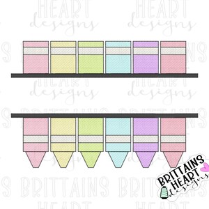 Back to School Crayon Name Monogram Frame Embroidery Machine Design, Quick Stitch Light Fill Bean Stitch Outline, First Day of school Outfit