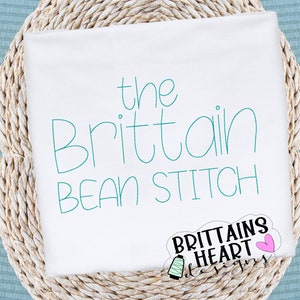 Brittain Bean Stitch Embroidery Font | Floss Vintage Handwritten Print Style | Upper and Lower Case| BX font 6 sizes