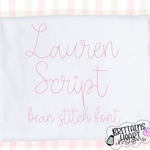 Lauren Script Bean Stitch Cursive Script Embroidery Font Floss Vintage Handwritten Print Style | Upper and Lower Case | BX Font 5 sizes
