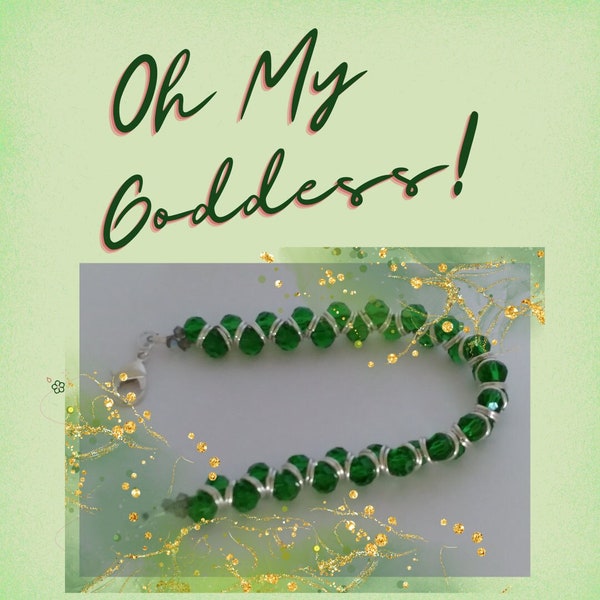 Green Goddess Bracelet,  Beaded Bracelet, handmade silver jewelry, jewelry handmade, handmade jewelry silver